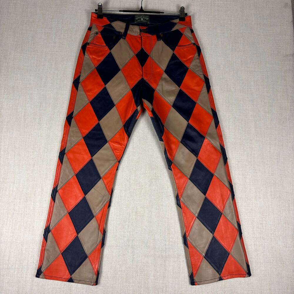 Denim Tears Lamb Leather Jacquard Patchwork Pant Checkered NEW With Tags Small - Picture 3 of 13